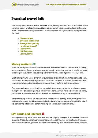 example page 5 from our offline Travel Guide for South Africa